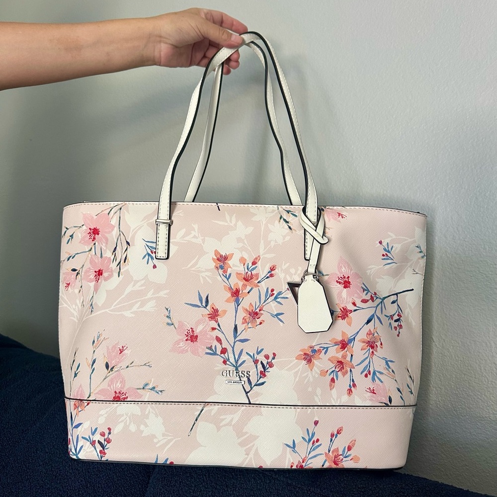 Guess Pink Floral Tote Bag 🌸💕
